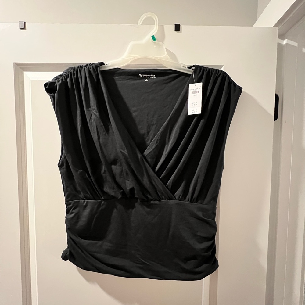 Abercrombie & Fitch Black Wrap Blouse